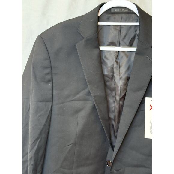 100% wool CALVIN KLEIN MEN'S REFINED Regular FIT STRETCH BLACK BEAUTY 44x37W - Picture 4 of 9